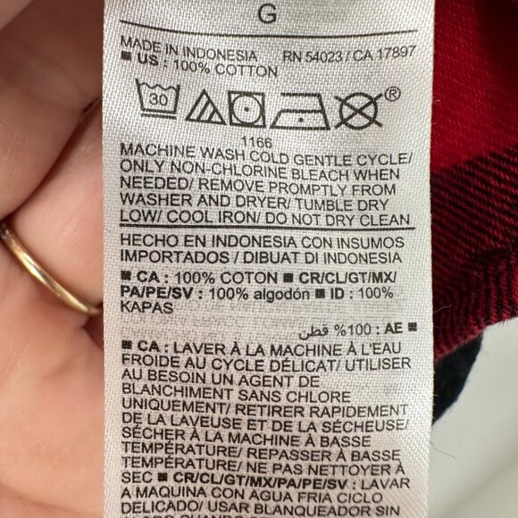 Old Navy Size Large The Boyfriend Shirt Red Black Buffalo Check Plaid Oversized - Picture 3 of 4